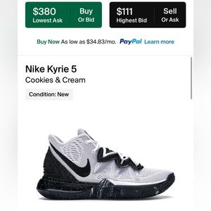 Kyrie 5’s Basketball Shoes Oreo Size 12